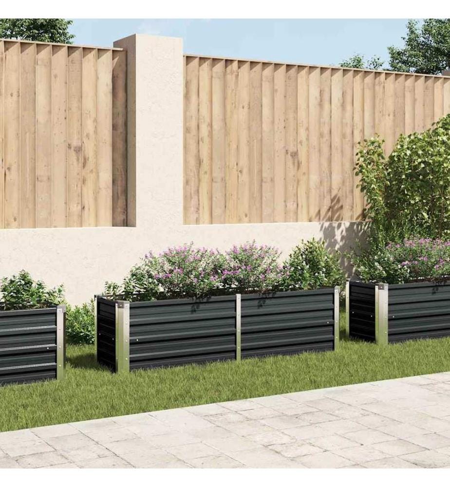 Garten-Hochbeet Anthrazit 160 x 40 x 45 cm Verzinkter Stahl