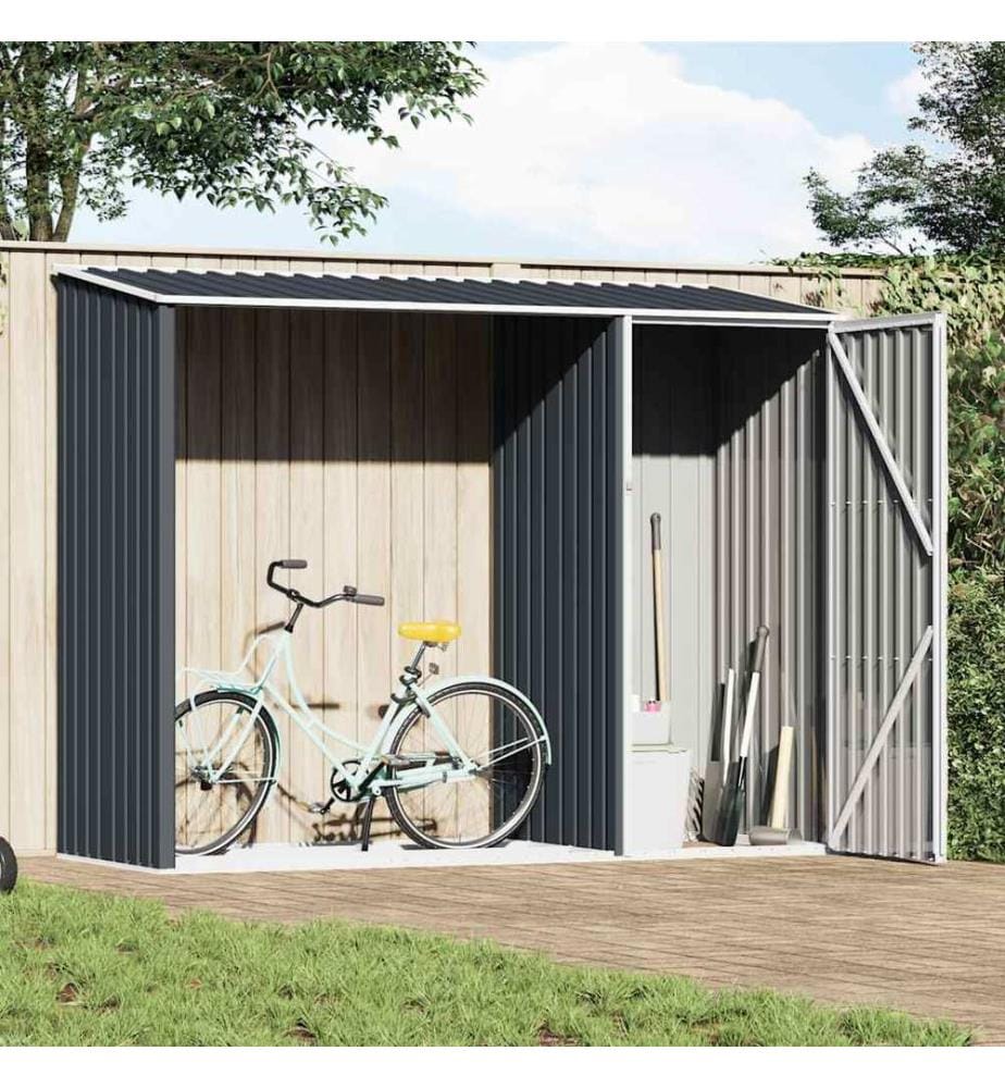 Abri à bois de jardin Anthracite 245x98x159 cm Acier galvanisé
