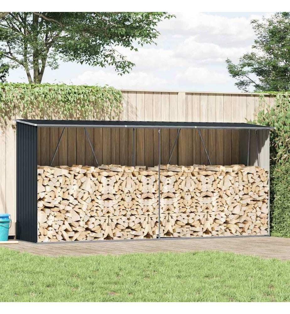 Brennholzlager Verzinkter Stahl 330x84x152 cm Anthrazit