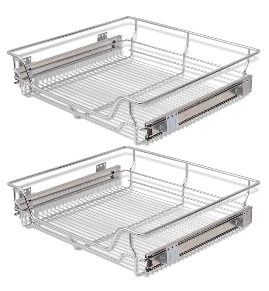 Panier en treillis métallique 2 pcs 600 mm Argenté