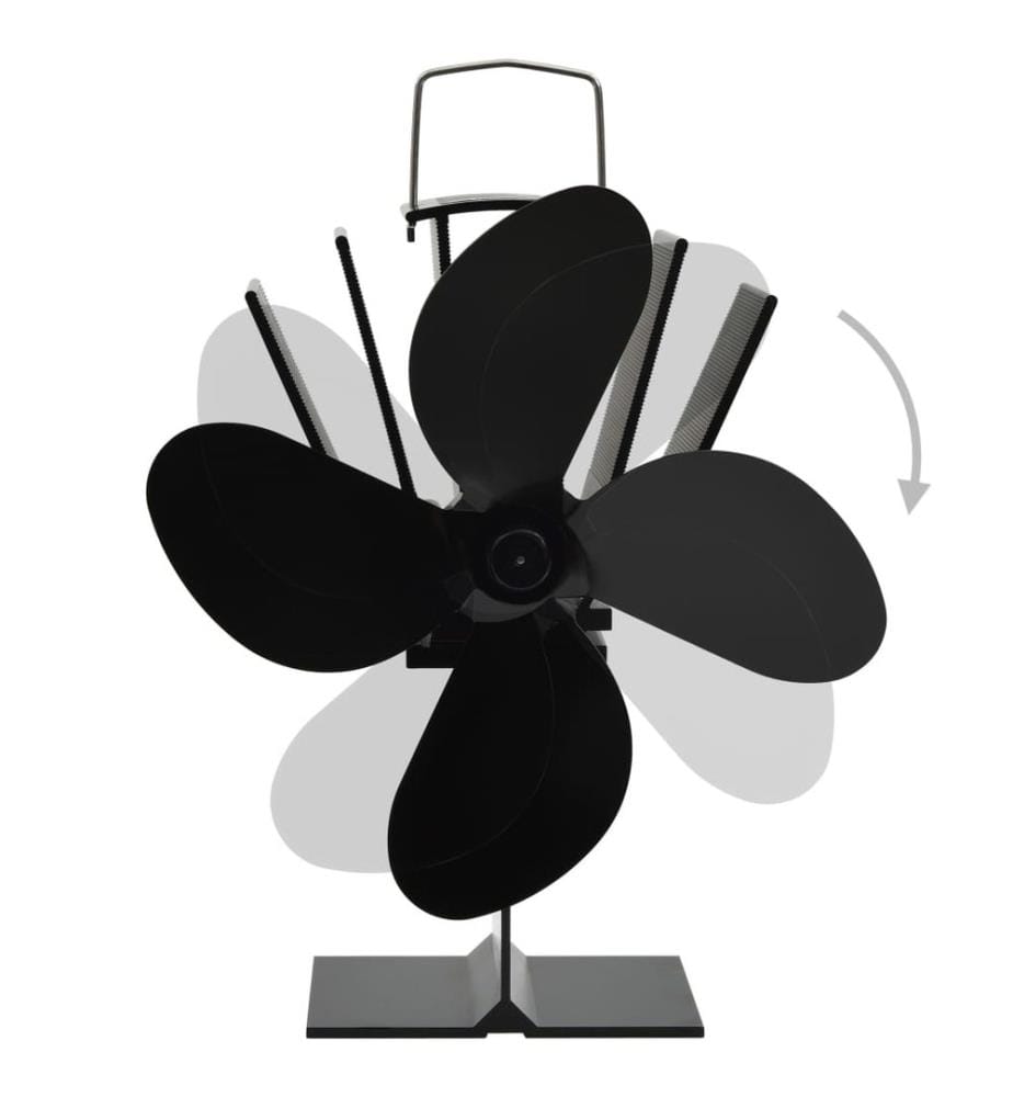 Ofenventilator Wärmebetrieben 4 Blätter Schwarz