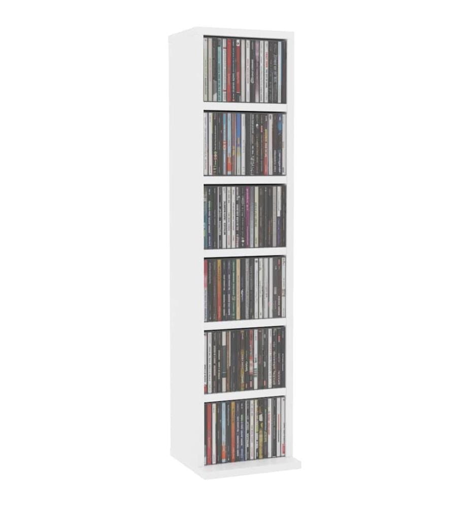 Armoire à CD Blanc 21x20x88 cm Bois d'ingénierie