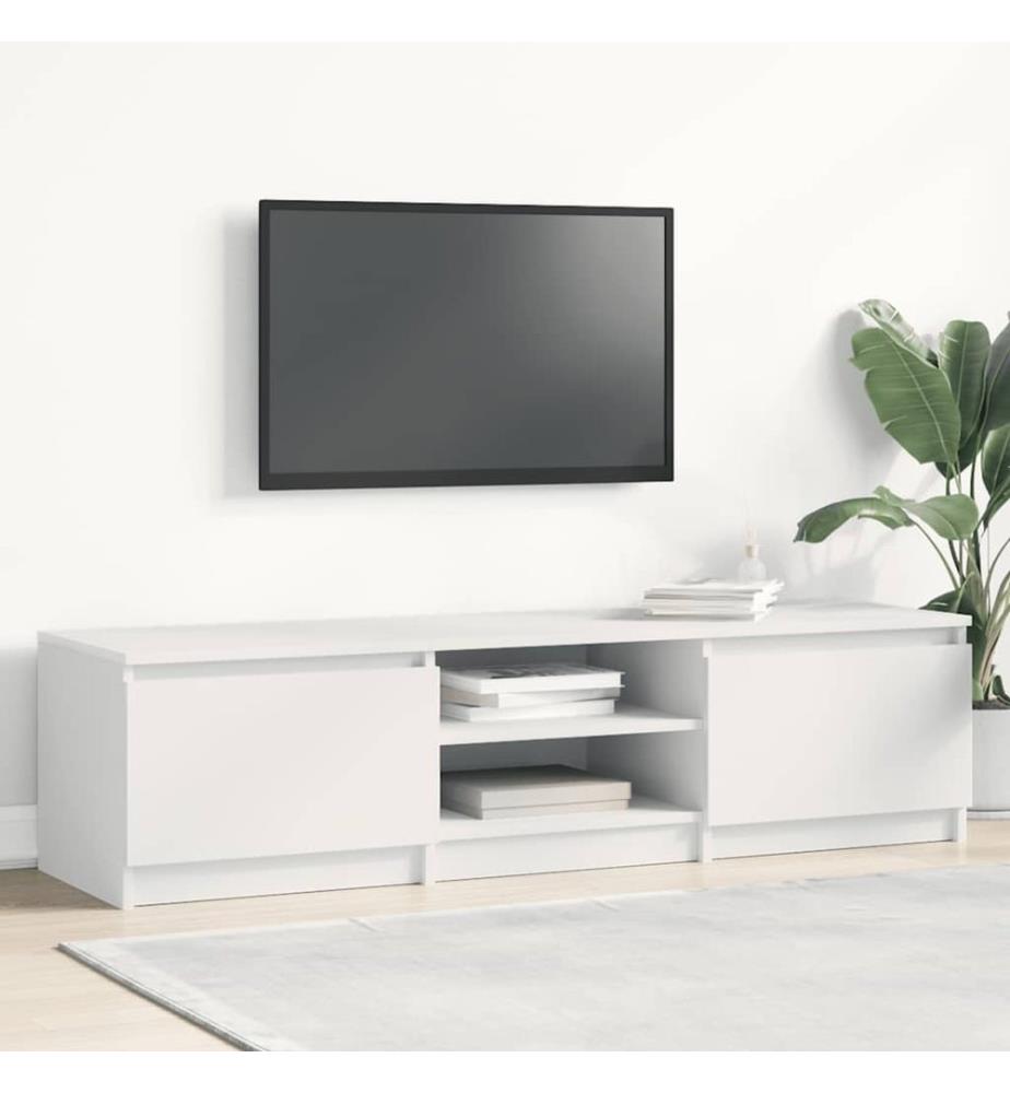 Meuble TV Blanc 140x40x35,5 cm Bois d'ingénierie