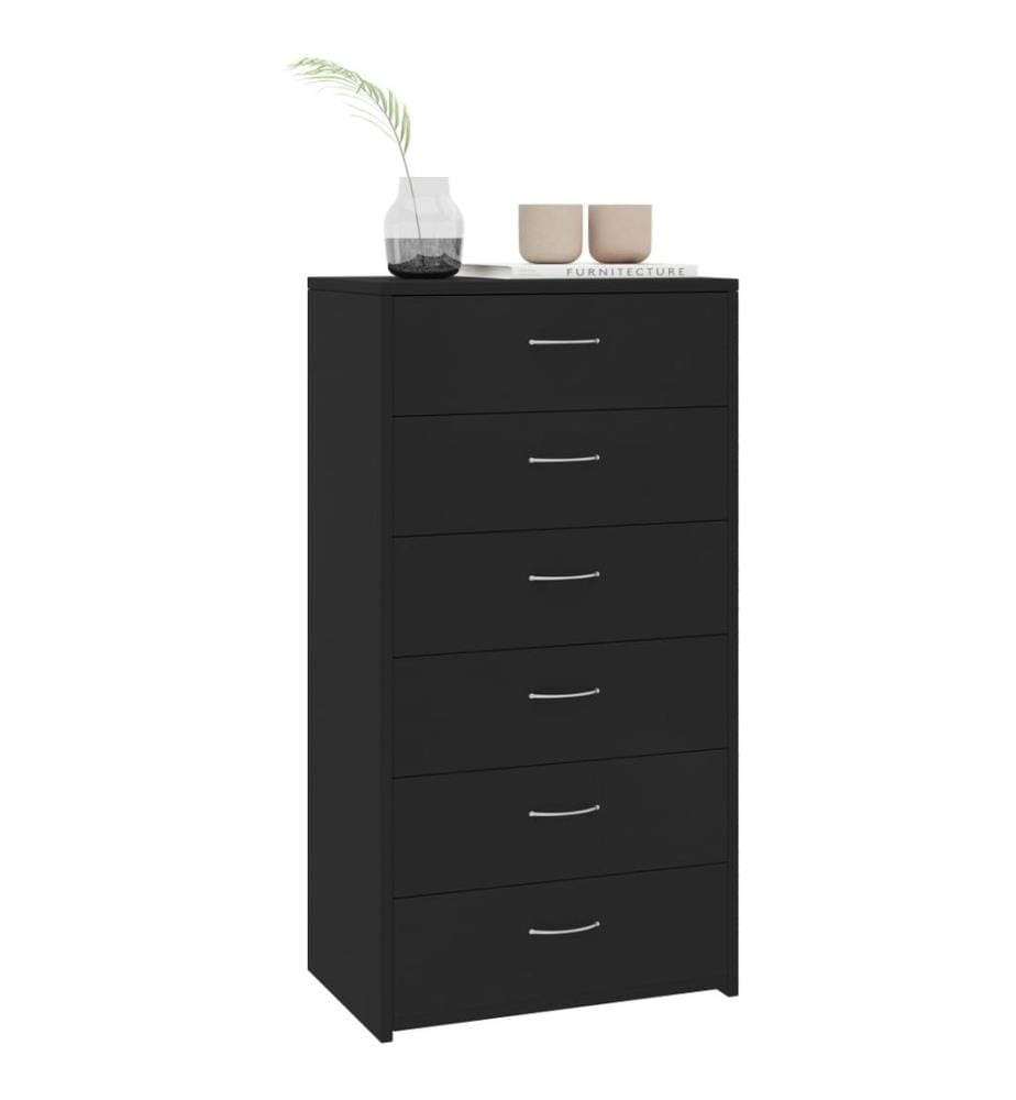 Sideboard mit 6 Schubladen Schwarz 50x34x96 cm Holzwerkstoff