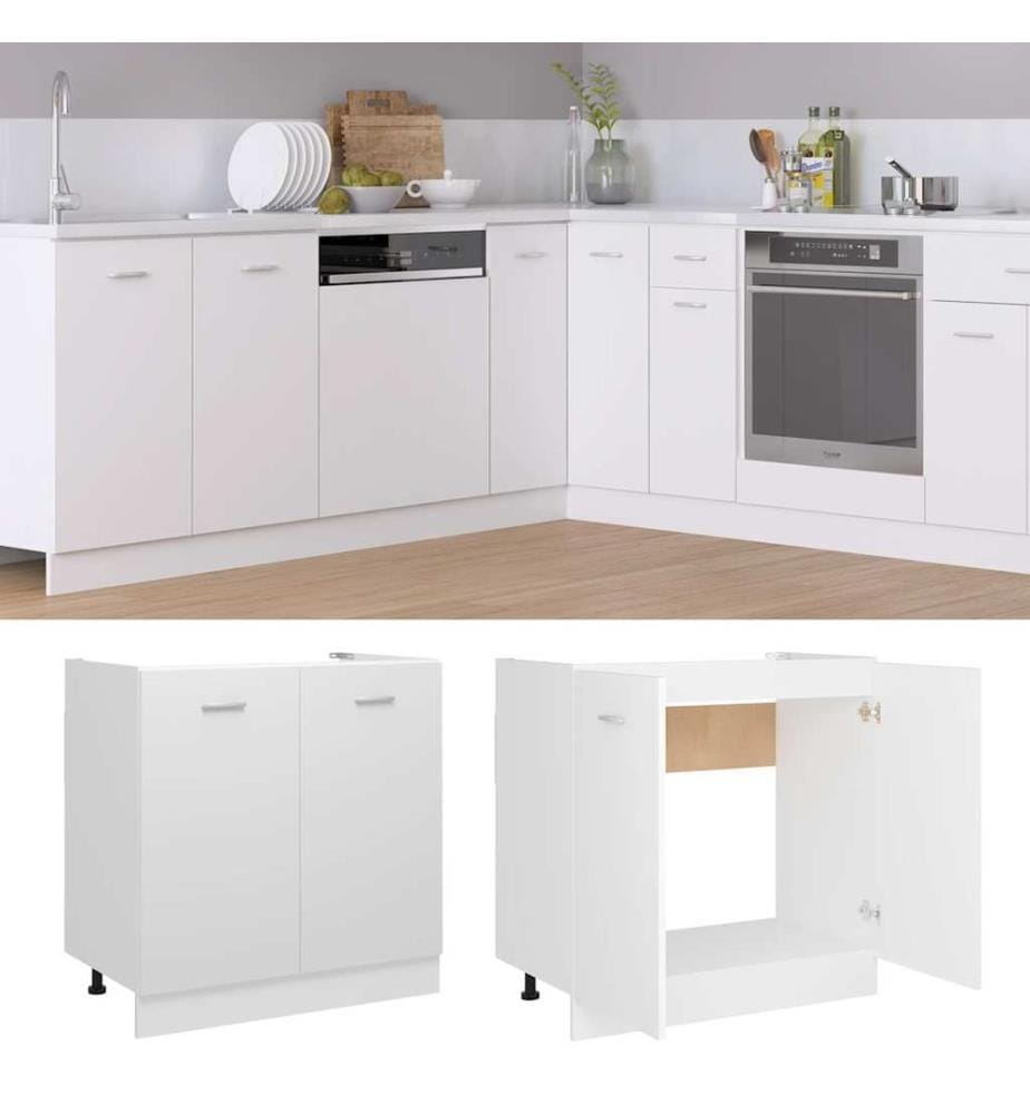 Spülenunterschrank Lyon Weiss 80x46x81,5 cm Holzwerkstoff