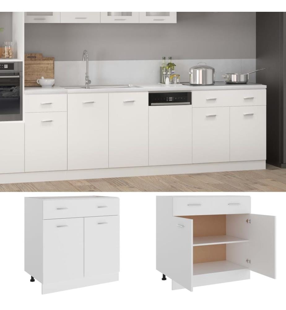 Schubunterschrank Lyon Weiss 80x46x81,5 cm Holzwerkstoff