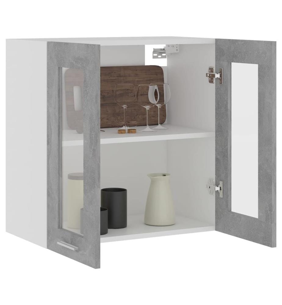 Hängeglasschrank Lyon Betongrau 60x31x60 cm Holzwerkstoff