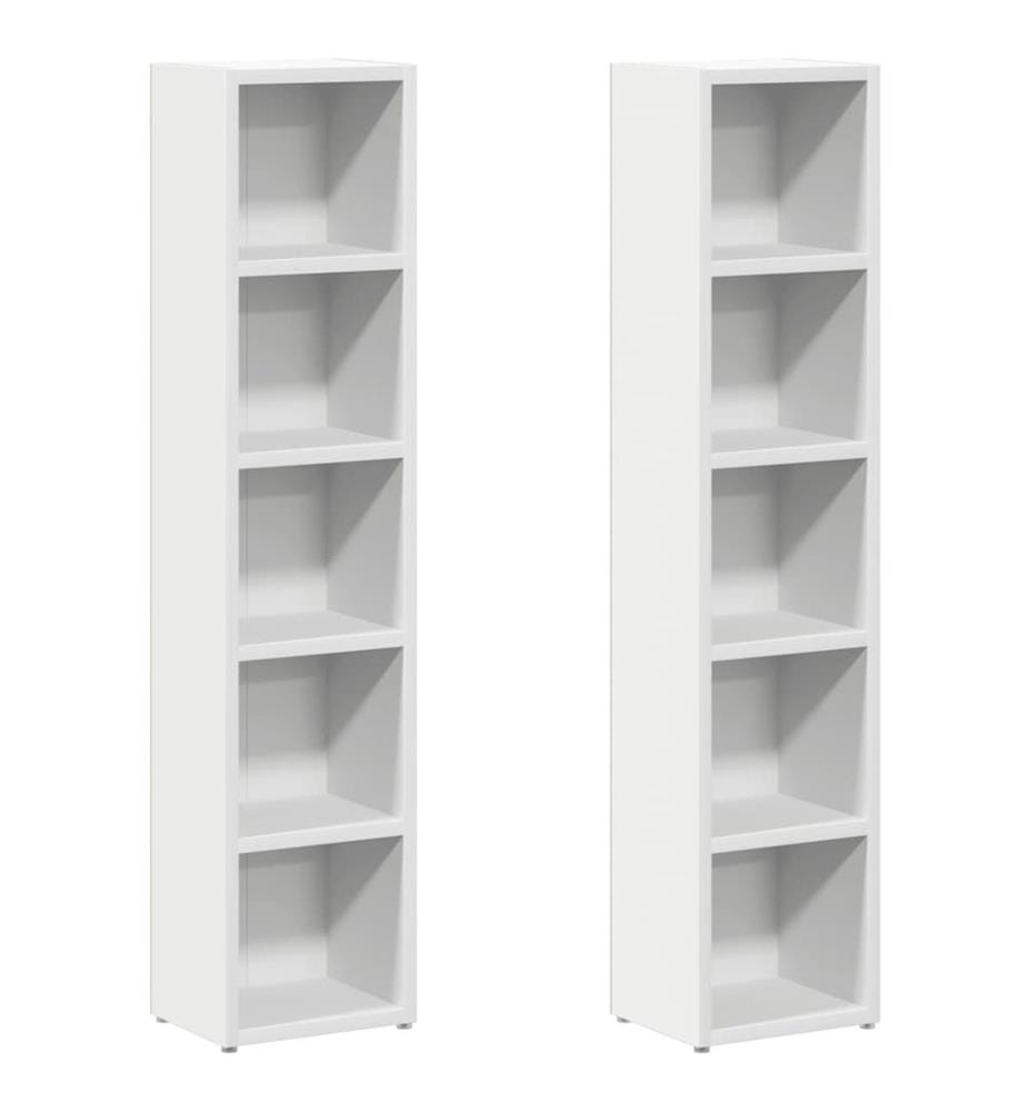 Armoires à CD 2 pcs Blanc 21x16x93,5 cm Aggloméré