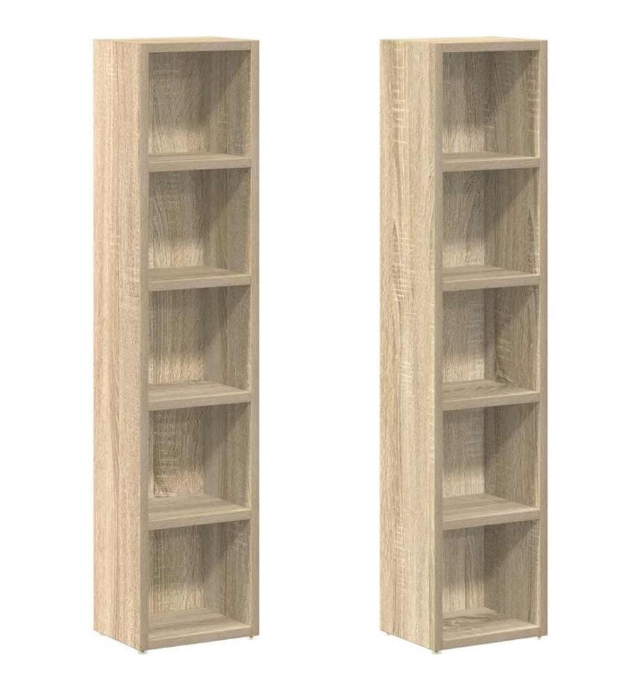 CD-Regale 2 Stk. Sonoma-Eiche 21x16x93,5 cm Holzwerkstoff