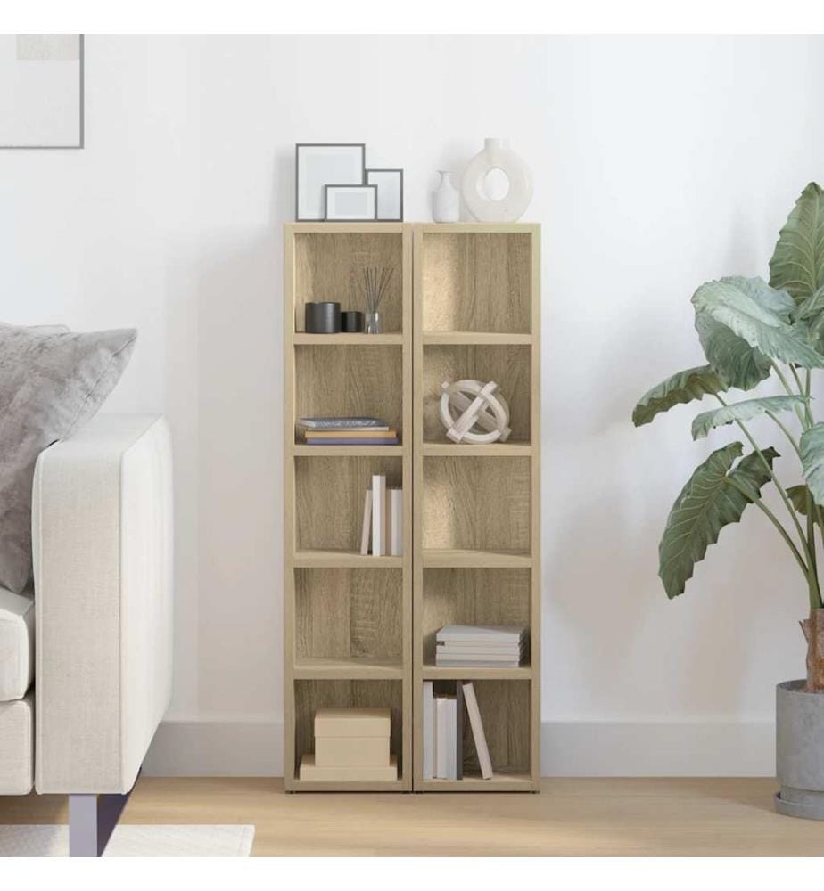 CD-Regale 2 Stk. Sonoma-Eiche 21x16x93,5 cm Holzwerkstoff