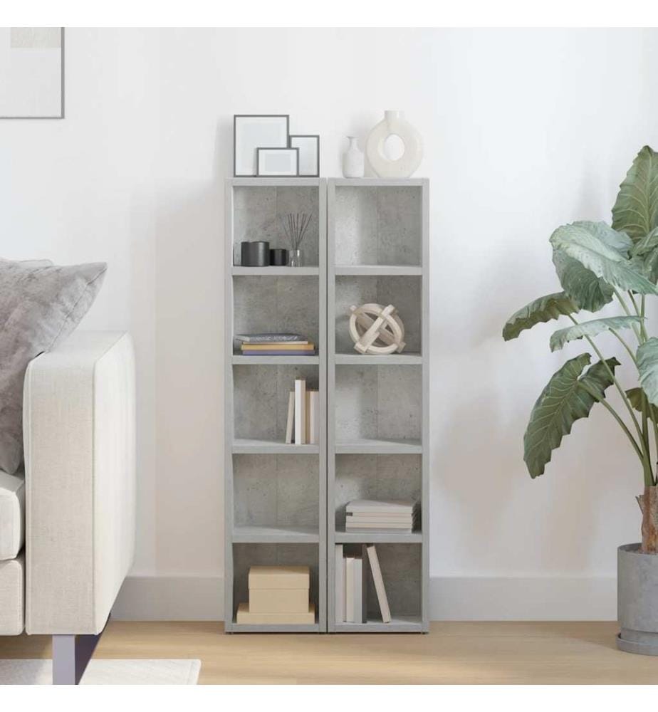 Armoires à CD 2 pcs Gris béton 21x16x93,5 cm Aggloméré