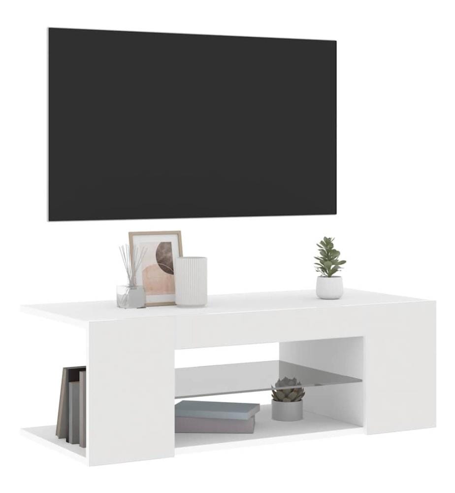 TV-Schrank mit LED-Leuchten Weiss 90x39x30 cm