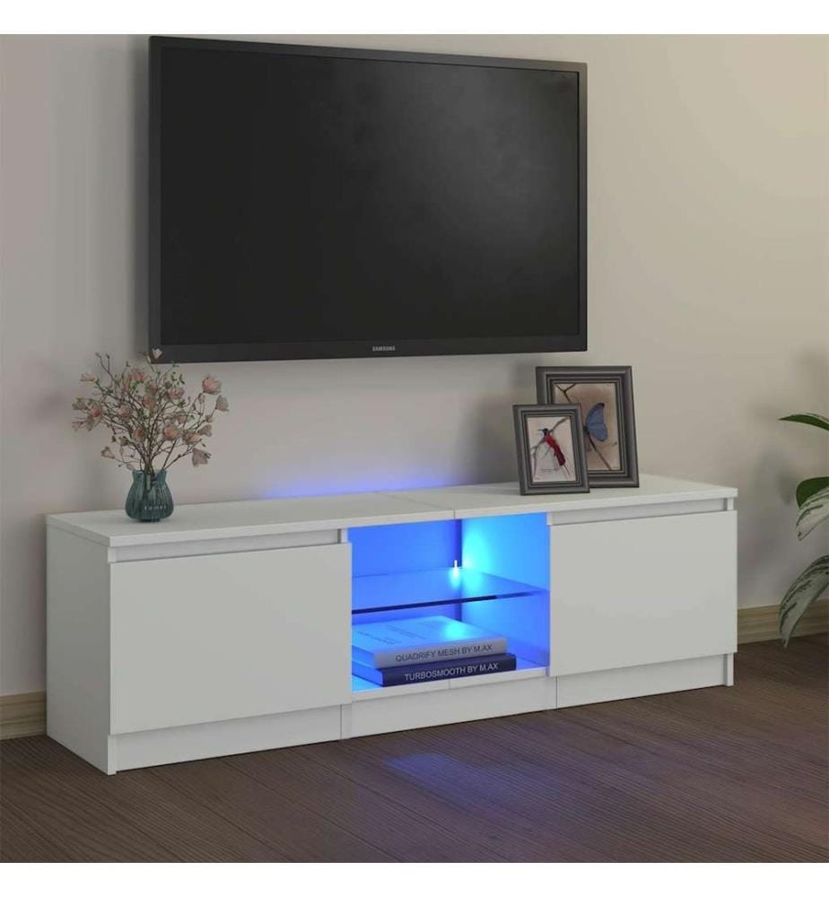 TV-Schrank mit LED-Leuchten Weiss 120x30x36 cm