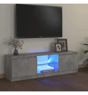 Meuble TV avec lumières LED gris béton 120x30x36 cm
