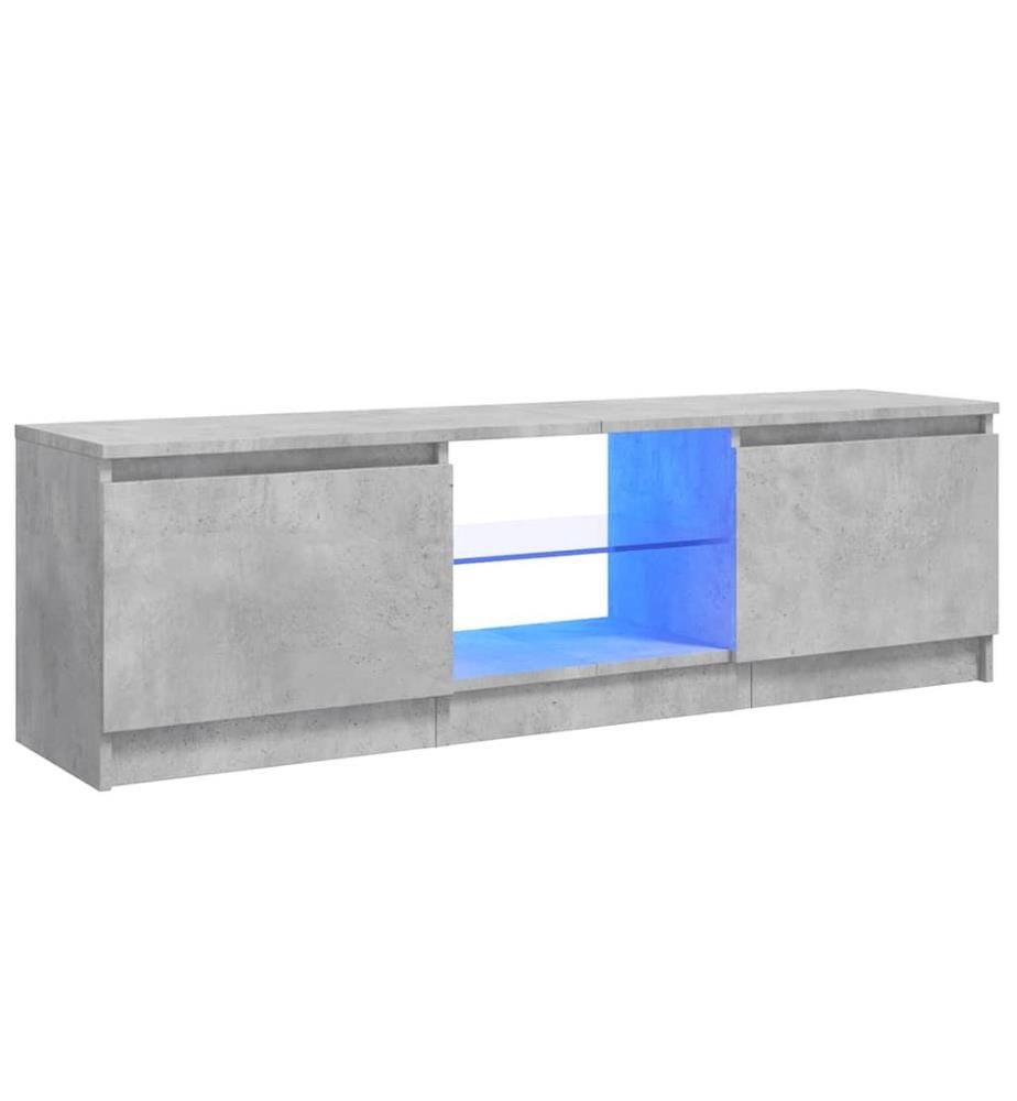Meuble TV avec lumières LED gris béton 120x30x36 cm