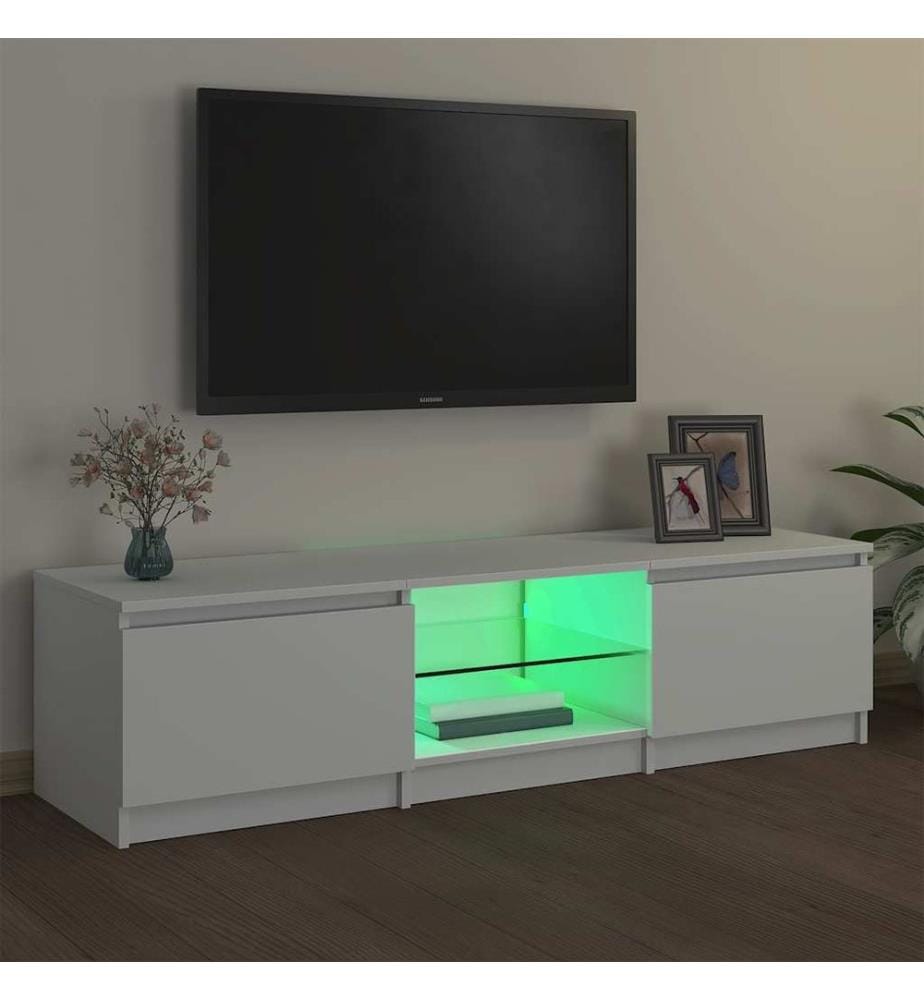 Meuble TV avec lumières LED blanc 140x40x36 cm