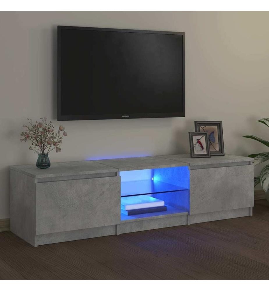 TV-Schrank mit LED-Leuchten Betongrau 140x40x36 cm