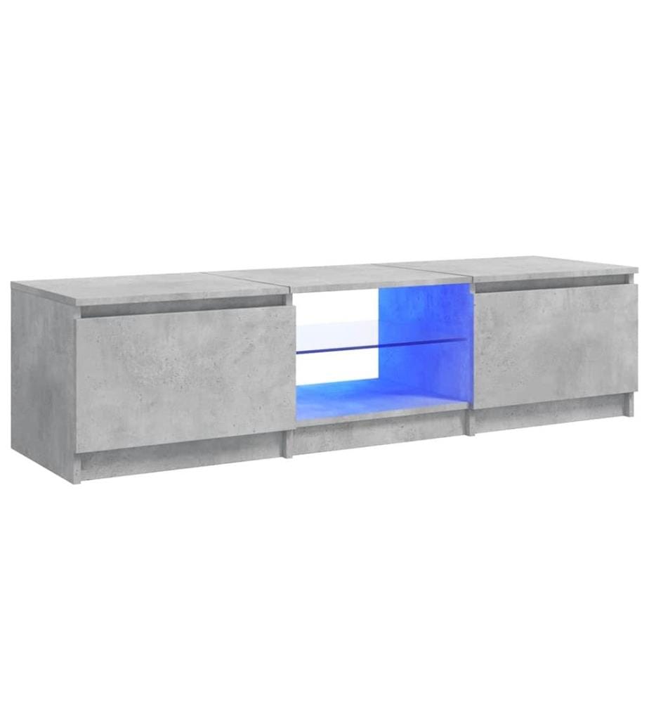 TV-Schrank mit LED-Leuchten Betongrau 140x40x36 cm