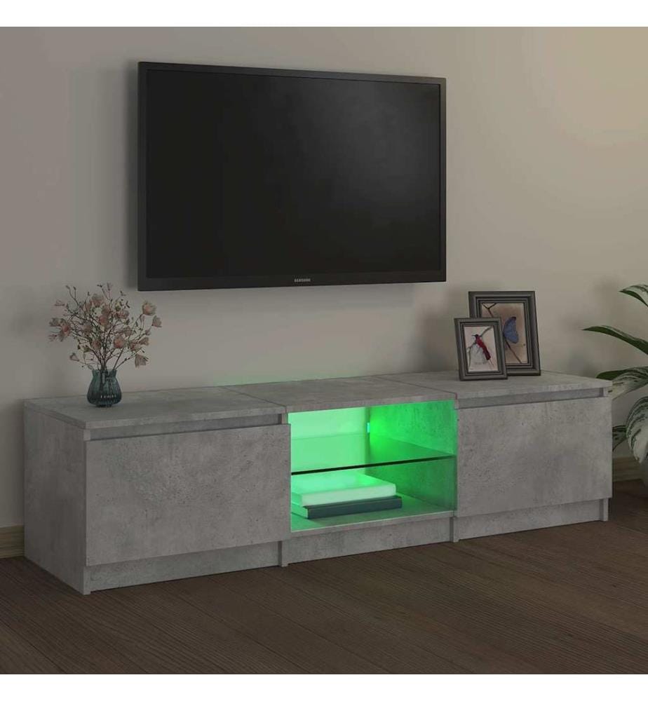 TV-Schrank mit LED-Leuchten Betongrau 140x40x36 cm