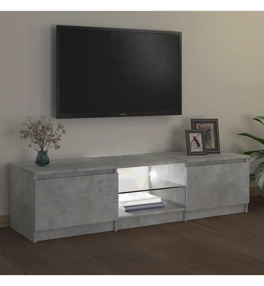 TV-Schrank mit LED-Leuchten Betongrau 140x40x36 cm