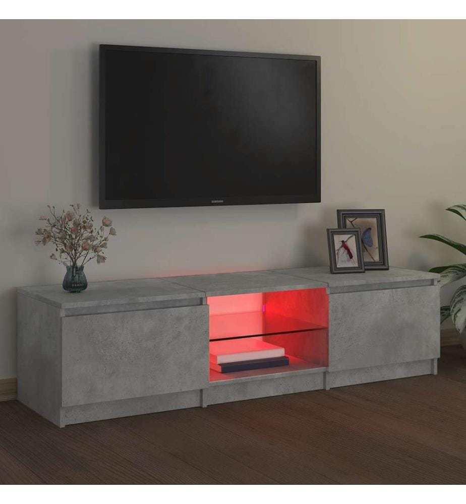 TV-Schrank mit LED-Leuchten Betongrau 140x40x36 cm