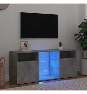 Meuble TV avec lumières LED gris béton 120x30x50 cm