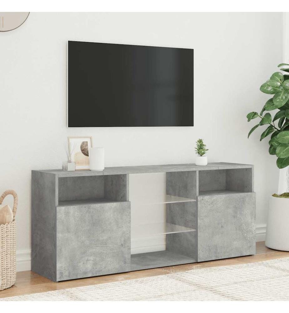 TV-Schrank mit LED-Leuchten Betongrau 120x30x50 cm
