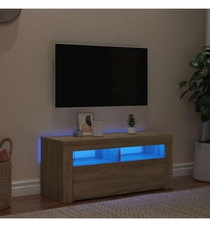 Meuble TV avec lumières LED chêne sonoma 90x35x40 cm