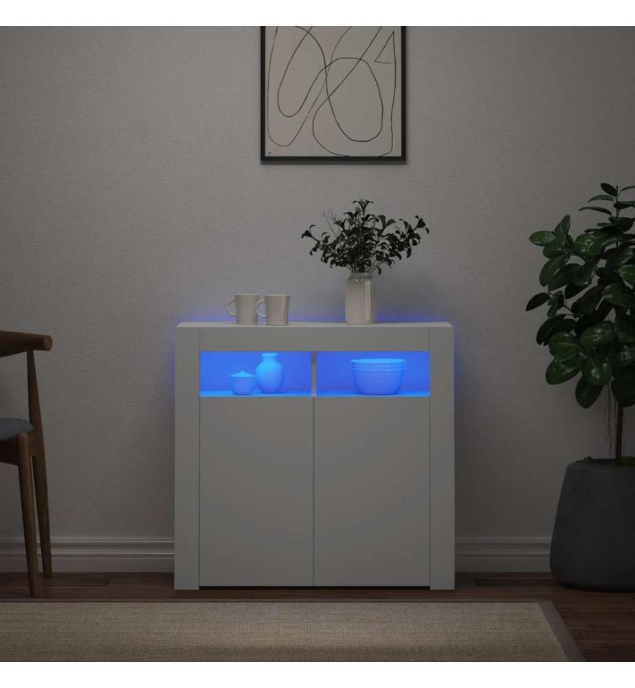 Sideboard mit LED-Leuchten Weiss 80x35x75 cm