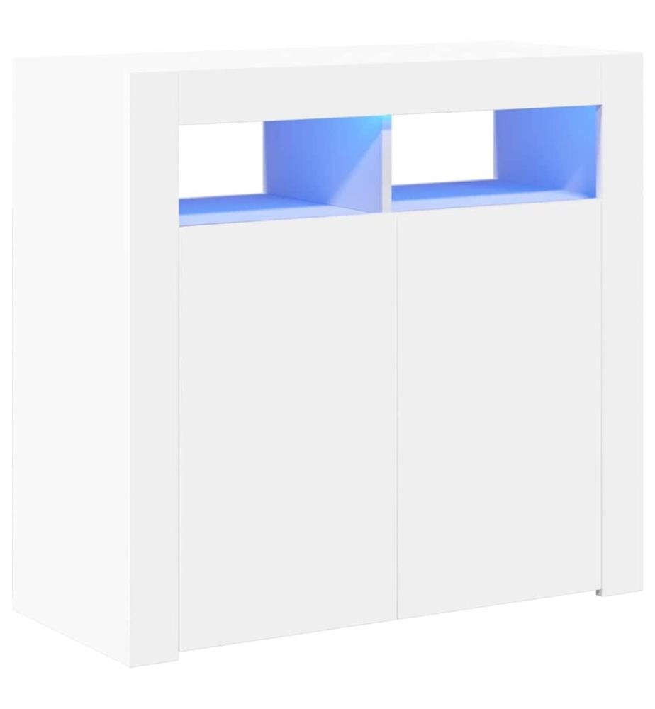 Sideboard mit LED-Leuchten Weiss 80x35x75 cm