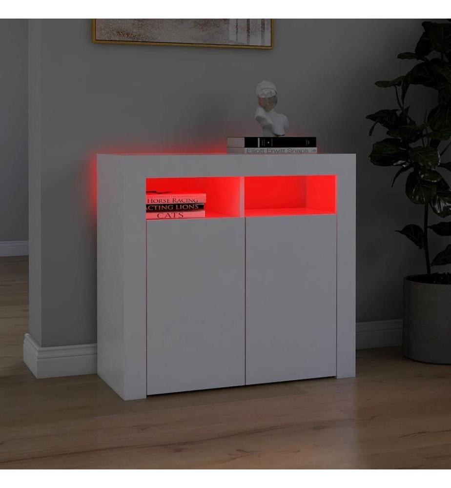Sideboard mit LED-Leuchten Weiss 80x35x75 cm