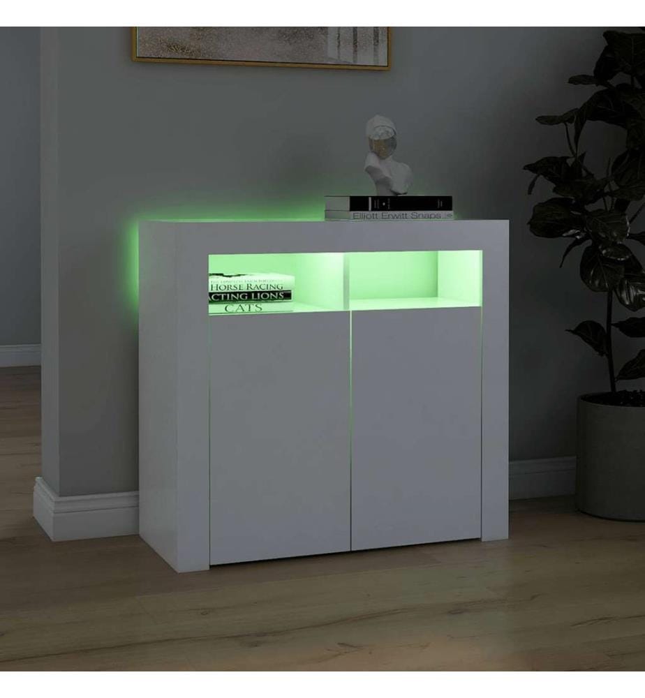 Sideboard mit LED-Leuchten Weiss 80x35x75 cm