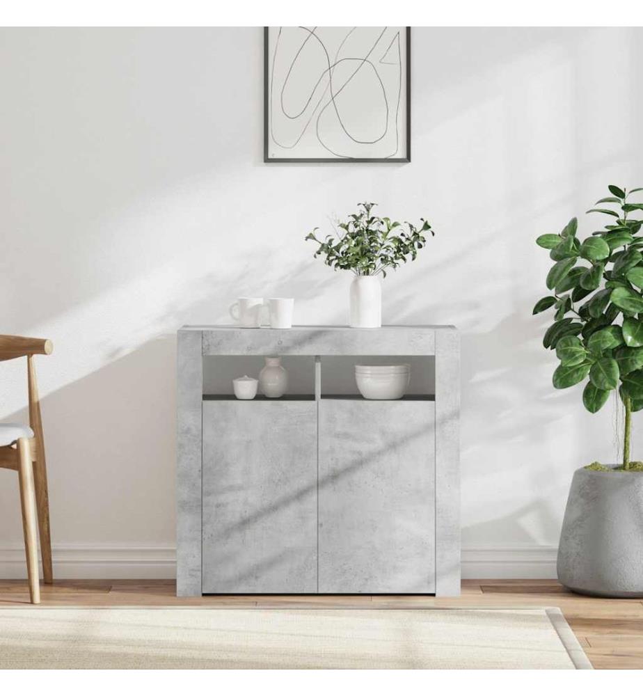 Sideboard mit LED-Leuchten Betongrau 80x35x75 cm