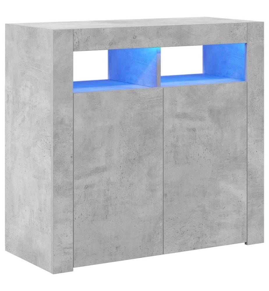 Sideboard mit LED-Leuchten Betongrau 80x35x75 cm