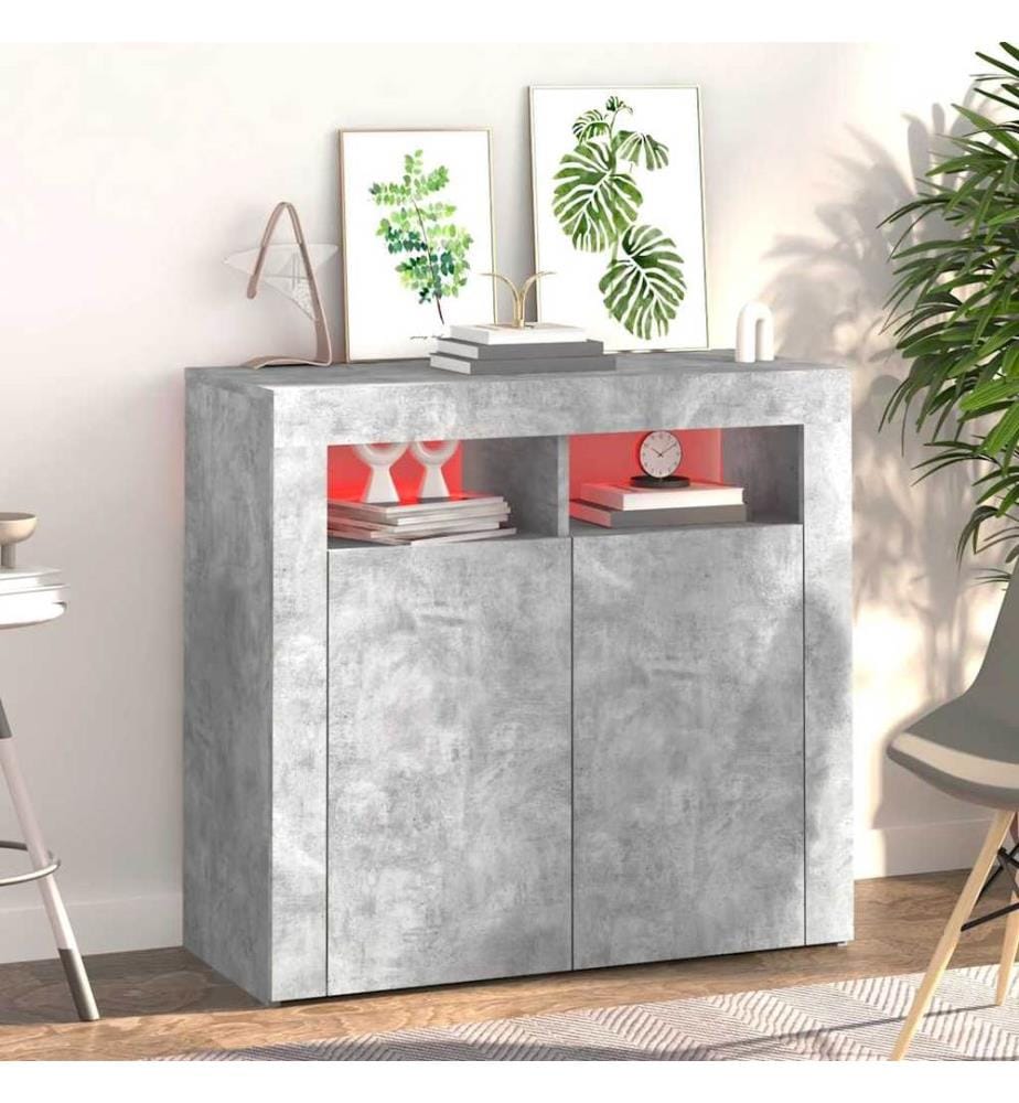 Sideboard mit LED-Leuchten Betongrau 80x35x75 cm