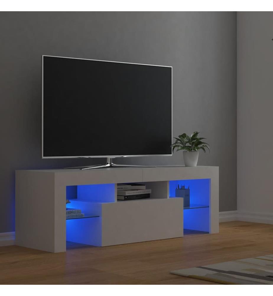TV-Schrank mit LED-Leuchten Weiss 120x35x40 cm