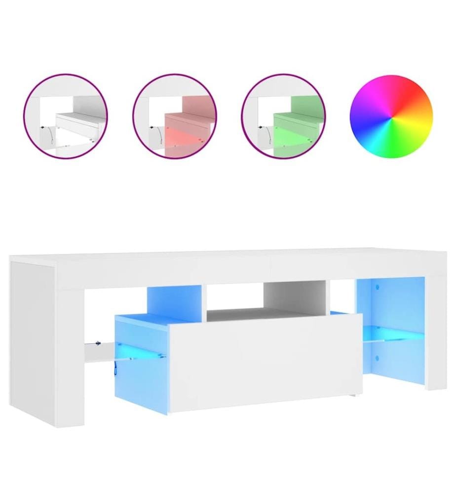 TV-Schrank mit LED-Leuchten Weiss 120x35x40 cm