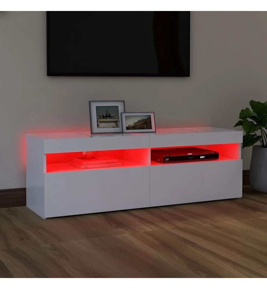 TV-Schrank mit LED-Leuchten Weiss 120x35x40 cm