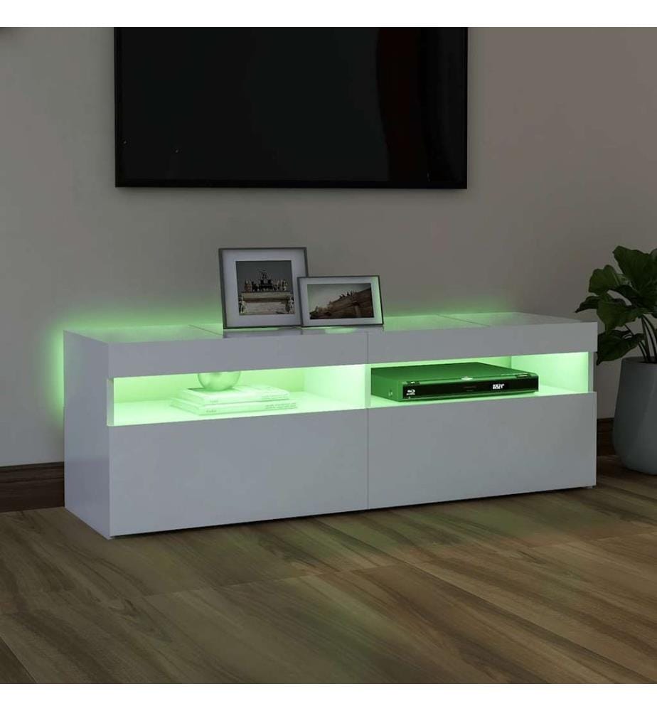 TV-Schrank mit LED-Leuchten Weiss 120x35x40 cm