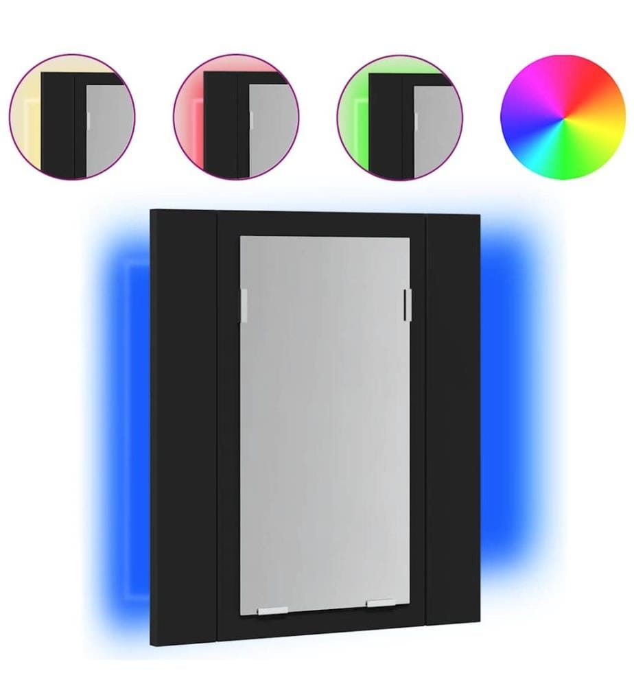 Armoire à miroir de salle de bain LED Noir 40x12x45cm Acrylique