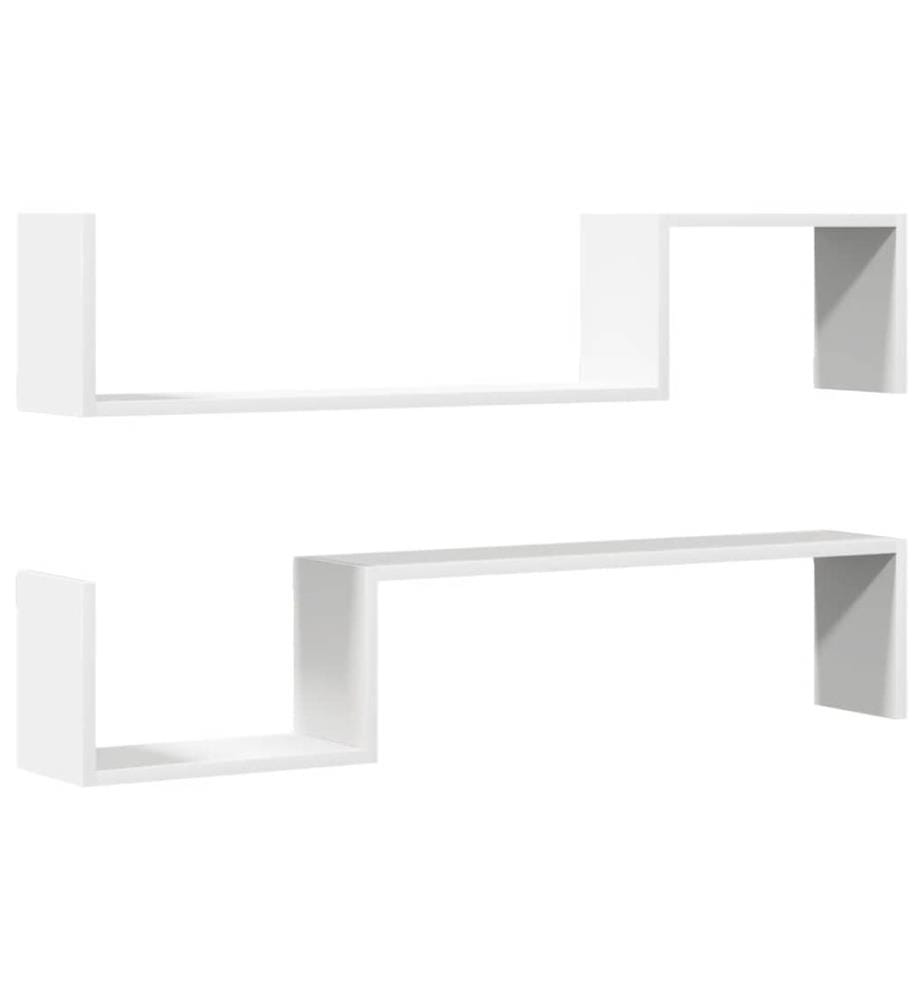 Wandregale 2 Stk. Weiss 100x15x20 cm Holzwerkstoff