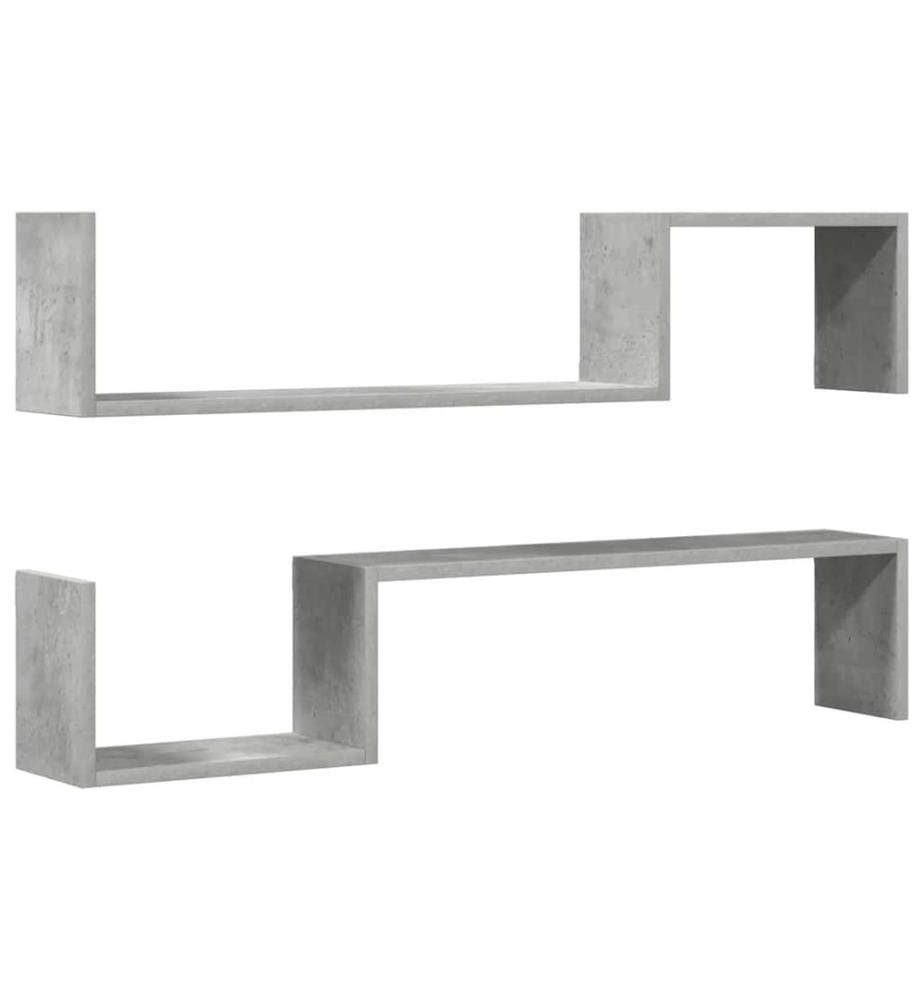Wandregale 2 Stk. Betongrau 100x15x20 cm Holzwerkstoff