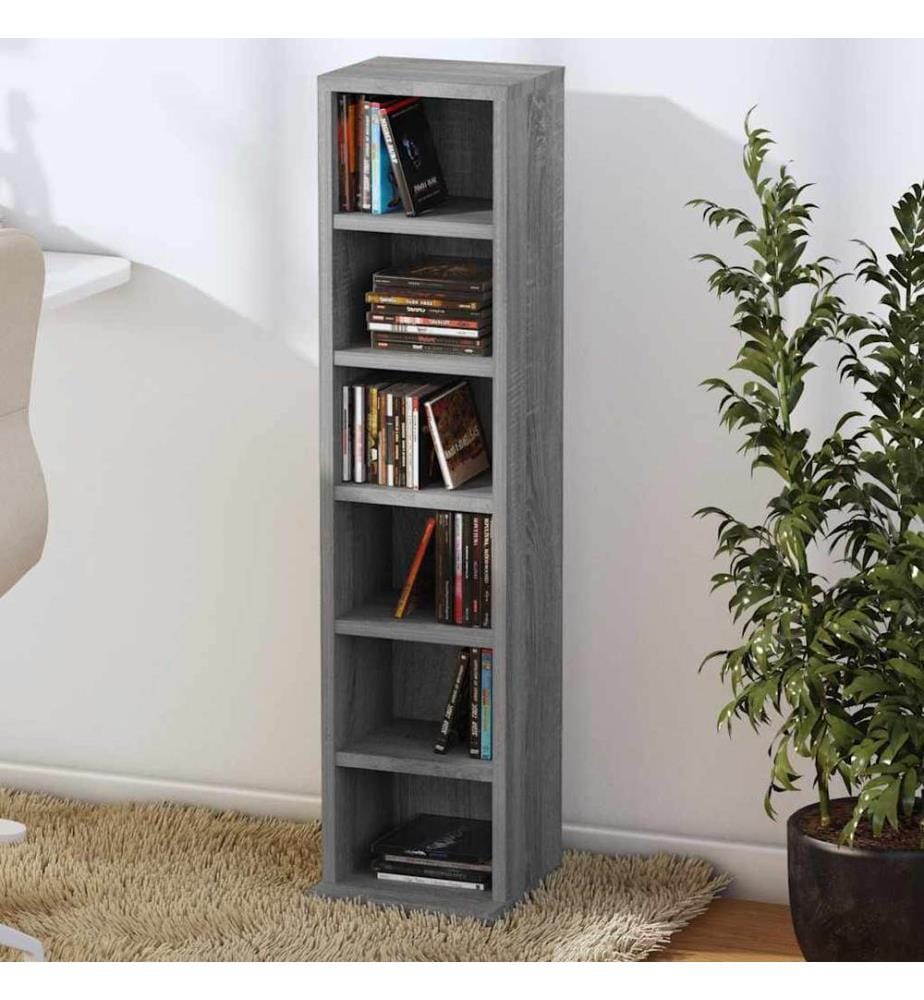 Armoire à CD Sonoma gris 21x20x88 cm Bois d'ingénierie