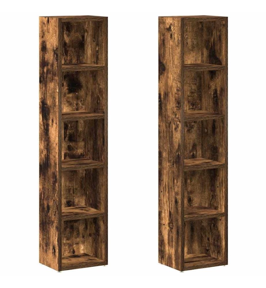Armoires à CD 2 pcs Chêne fumé 21x16x93,5 cm Bois d'ingénierie
