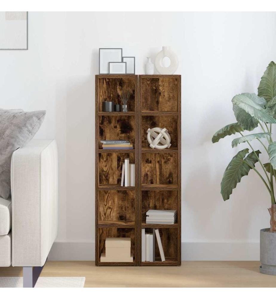 Armoires à CD 2 pcs Chêne fumé 21x16x93,5 cm Bois d'ingénierie
