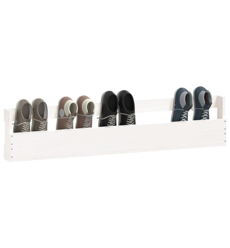 Wand-Schuhregale 2 Stk. Weiss 110x9x23 cm Massivholz Kiefer