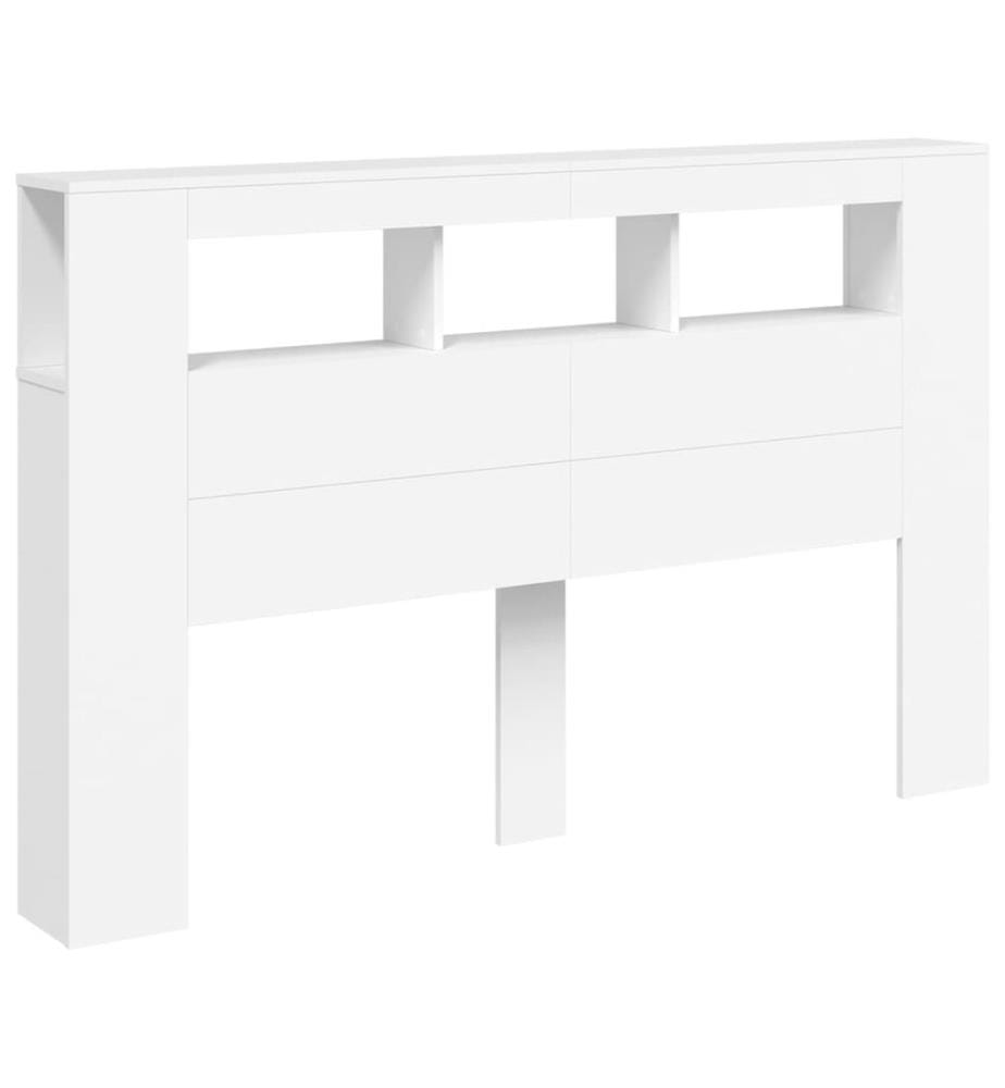 Tête de lit à LED blanc 160x18,5x103,5 cm bois d'ingénierie