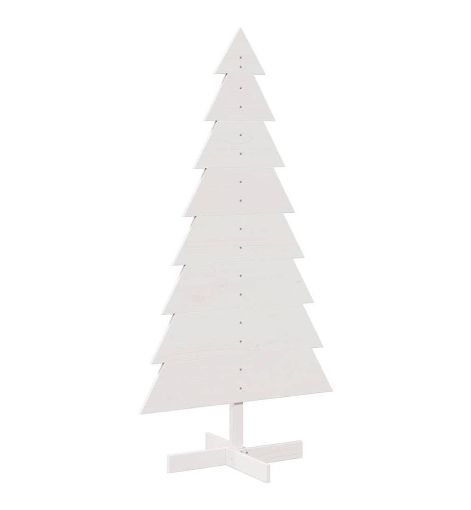 Arbre de Noël en bois pour décoration blanc 150 cm pin massif