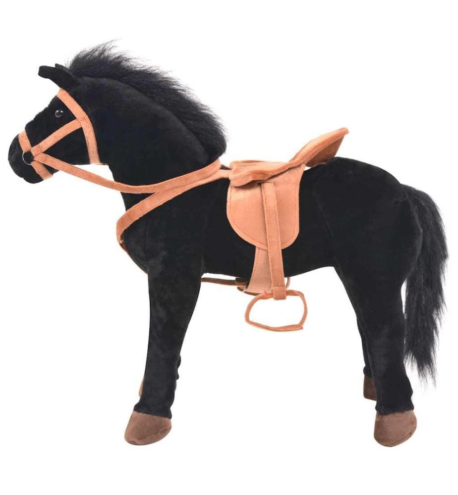 Plüschtier Pferd Stehend Plüsch Schwarz