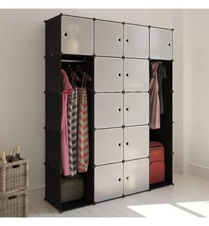 Modularer Schrank mit 14 Fächern schwarz/weiss 37x146x180,5cm